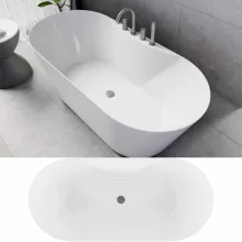 HD Mood White 160x70 ovális térben álló akril kád szürke click-clack leeresztővel