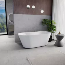 HD Mood White 160x70 ovális térben álló akril kád szürke click-clack leeresztővel