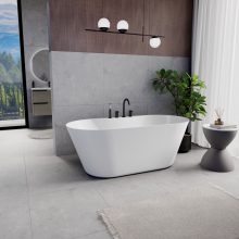 HD Mood White 160x70 ovális térben álló akril kád matt fekete click-clack leeresztővel