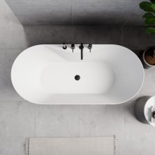 HD Mood White 160x70 ovális térben álló akril kád matt fekete click-clack leeresztővel