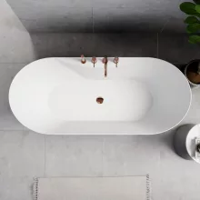 HD Mood White 170x70 ovális térben álló akril kád rózsa arany click-clack leeresztővel