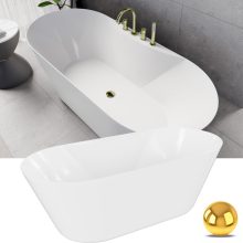 HD Mood White 170x70 ovális térben álló akril kád fényes arany click-clack leeresztővel