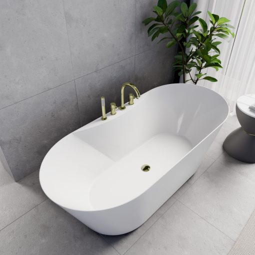 HD Mood White 170x70 ovális térben álló akril kád fényes arany click-clack leeresztővel