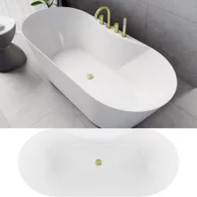 HD Mood White 170x70 ovális térben álló akril kád szálcsiszolt arany click-clack leeresztővel