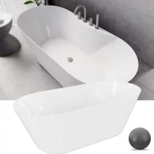 HD Mood White 170x70 ovális térben álló akril kád szürke click-clack leeresztővel