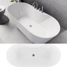 HD Mood White 170x70 ovális térben álló akril kád szürke click-clack leeresztővel