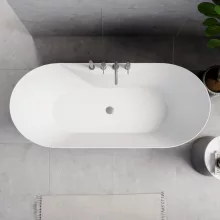 HD Mood White 170x70 ovális térben álló akril kád szürke click-clack leeresztővel