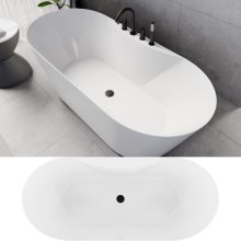 HD Mood White 170x70 ovális térben álló akril kád matt fekete click-clack leeresztővel