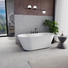 HD Mood White 170x70 ovális térben álló akril kád matt fekete click-clack leeresztővel