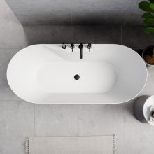 HD Mood White 170x70 ovális térben álló akril kád matt fekete click-clack leeresztővel