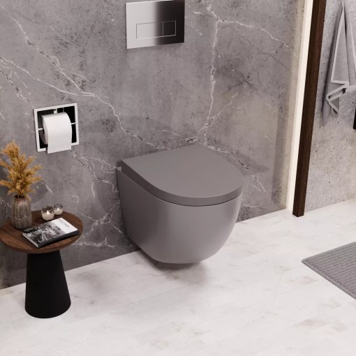 HD Compact "A" Matt Grey WC tető fényes króm zsanérral