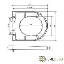 HD Compact "A" Matt Grey WC tető fényes króm zsanérral