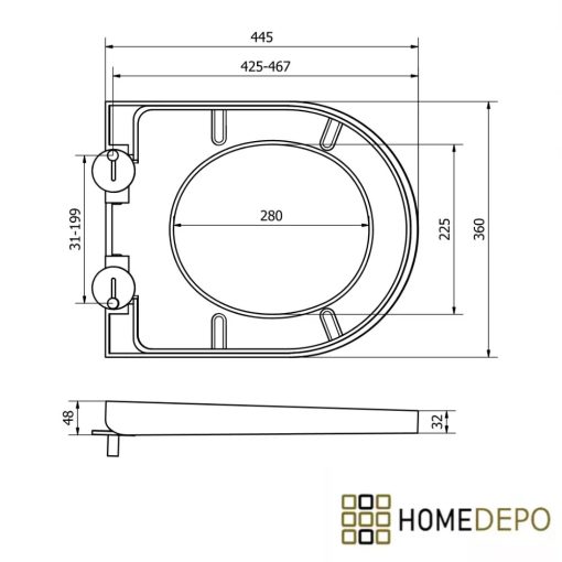 HD Compact "A" Matt Grey WC tető fényes króm zsanérral
