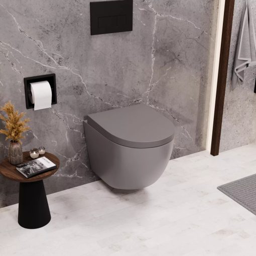 HD Compact "A" Matt Grey WC tető matt fekete zsanérral