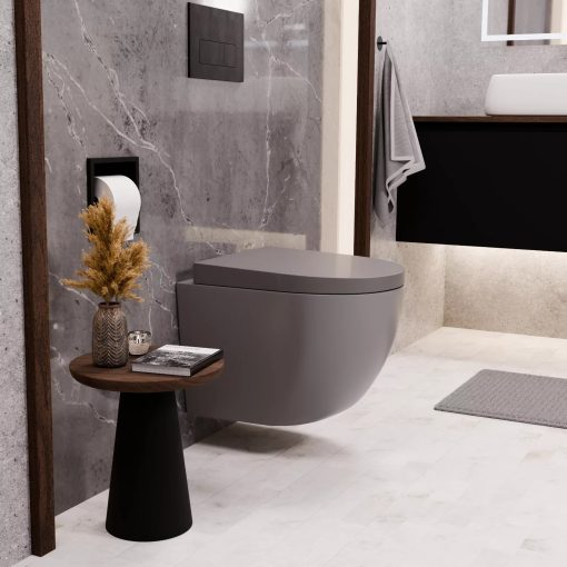 HD Compact "A" Matt Grey WC tető matt fekete zsanérral