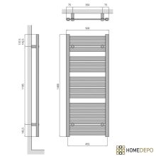 HD Apollo Gold 1400x500 mm design törölközőszárító radiátor, arany