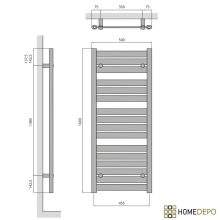HD Apollo Gold 1600x500 mm design törölközőszárító radiátor, arany