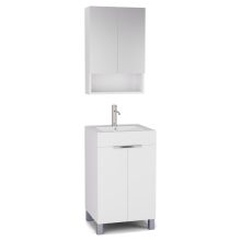 HD Paris Matt White 50 komplett fürdőszoba bútor álló mosdószekrénnyel, fényes króm elemekkel, fényes fehér slim mosdóval és tükrös szekrénnyel