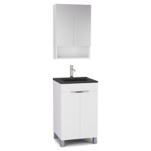 HD Paris Matt White 50 komplett fürdőszoba bútor álló mosdószekrénnyel, fényes króm elemekkel, matt fekete slim mosdóval és tükrös szekrénnyel