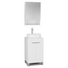 HD Paris Matt White 50 komplett fürdőszoba bútor álló mosdószekrénnyel, szálcsiszolt króm elemekkel, matt fehér mosdópulttal és tükrös szekrénnyel