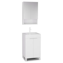 HD Paris Matt White 50 komplett fürdőszoba bútor álló mosdószekrénnyel, matt fehér elemekkel, fényes fehér slim mosdóval és tükrös szekrénnyel