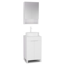 HD Paris Matt White 50 komplett fürdőszoba bútor álló mosdószekrénnyel, matt fehér elemekkel, matt fehér mosdópulttal és tükrös szekrénnyel