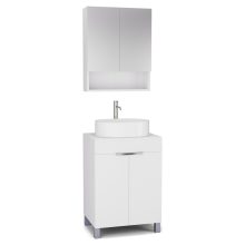 HD Paris Matt White 60 komplett fürdőszoba bútor álló mosdószekrénnyel, fényes króm elemekkel, matt fehér mosdópulttal és tükrös szekrénnyel