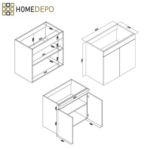 HD Paris Matt White 60 komplett fürdőszoba bútor álló mosdószekrénnyel, szálcsiszolt króm elemekkel, fényes fehér slim mosdóval és tükrös szekrénnyel
