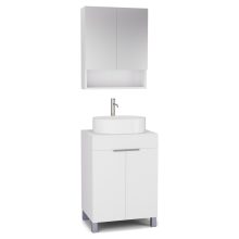 HD Paris Matt White 60 komplett fürdőszoba bútor álló mosdószekrénnyel, szálcsiszolt króm elemekkel, matt fehér mosdópulttal és tükrös szekrénnyel