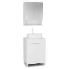 HD Paris Matt White 60 komplett fürdőszoba bútor álló mosdószekrénnyel, matt fehér elemekkel, matt fehér mosdópulttal és tükrös szekrénnyel