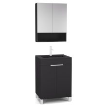 HD Paris Matt Black 60 komplett fürdőszoba bútor álló mosdószekrénnyel, matt fehér elemekkel, matt fekete slim mosdóval és tükrös szekrénnyel