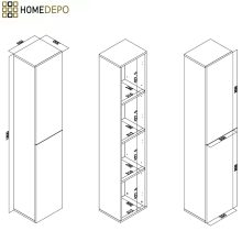 HD Paris Matt White 80 komplett fürdőszoba bútor szett álló mosdószekrénnyel, fényes króm elemekkel, matt fehér mosdópulttal, tükrös szekrénnyel és magasszekrénnyel