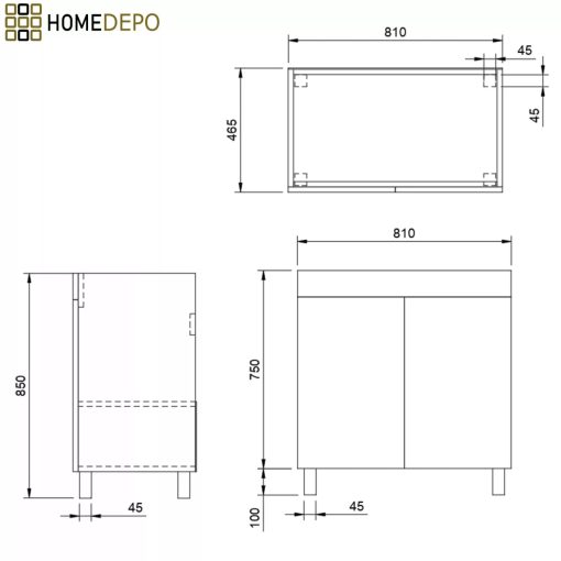HD Paris Oak 80 komplett fürdőszoba bútor álló mosdószekrénnyel, szálcsiszolt króm elemekkel, fényes fehér slim mosdóval és tükrös szekrénnyel