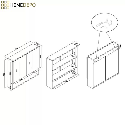 HD Paris Oak 80 komplett fürdőszoba bútor álló mosdószekrénnyel, szálcsiszolt króm elemekkel, matt fekete slim mosdóval és tükrös szekrénnyel