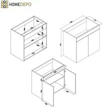 HD Paris Matt Black 80 komplett fürdőszoba bútor álló mosdószekrénnyel, szálcsiszolt arany elemekkel, fényes fehér slim mosdóval és tükrös szekrénnyel