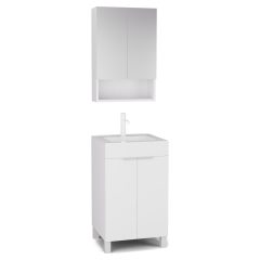   HD Paris Matt White 50 komplett fürdőszoba bútor álló mosdószekrénnyel, matt fehér elemekkel és tükrös szekrénnyel