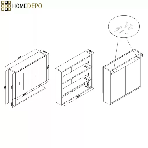 HD Paris Matt White 50 komplett fürdőszoba bútor álló mosdószekrénnyel, szálcsiszolt arany elemekkel és tükrös szekrénnyel