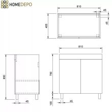 HD Paris Oak 80 komplett fürdőszoba bútor álló mosdószekrénnyel, szálcsiszolt króm elemekkel és tükrös szekrénnyel