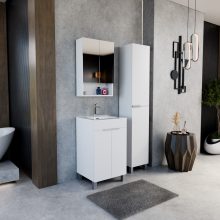 HD Monaco Matt White 50 cm széles fürdőszobai tükrös szekrény, matt fehér színben