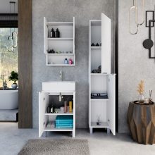 HD Monaco Matt White 50 cm széles fürdőszobai tükrös szekrény, matt fehér színben