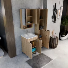 HD Monaco Oak 50 cm széles fürdőszobai tükrös szekrény, matt tölgy színben