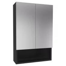 HD Monaco Matt Black 50 cm széles fürdőszobai tükrös szekrény, matt fekete színben