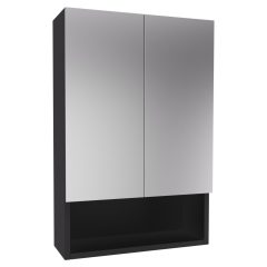   HD Monaco Matt Black 50 cm széles fürdőszobai tükrös szekrény, matt fekete színben