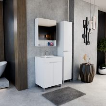 HD Monaco Matt White 60 cm széles fürdőszobai tükrös szekrény, matt fehér színben