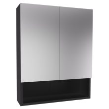 HD Monaco Matt Black 60 cm széles fürdőszobai tükrös szekrény, matt fekete színben