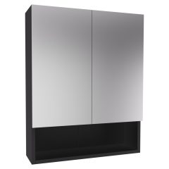   HD Monaco Matt Black 60 cm széles fürdőszobai tükrös szekrény, matt fekete színben