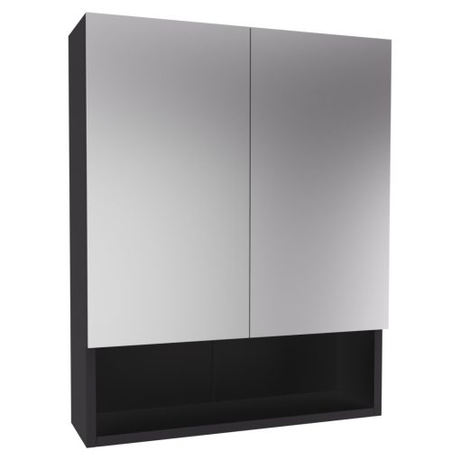 HD Monaco Matt Black 60 cm széles fürdőszobai tükrös szekrény, matt fekete színben