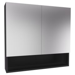   HD Monaco Matt Black 80 cm széles fürdőszobai tükrös szekrény, matt fekete színben