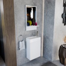 HD Nizza Matt White 40 cm széles fürdőszobai keretes tükör, fehér színű polccal