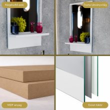 HD Nizza Matt White 40 cm széles fürdőszobai keretes tükör, fehér színű polccal
